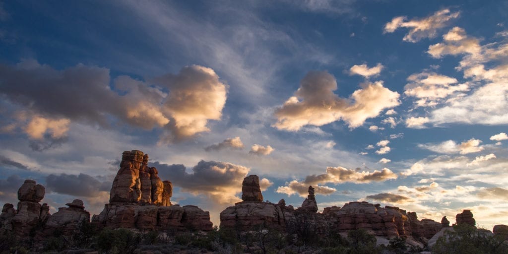 Hoodoos and clouds in the Dollhouse in Canyonlands National Park
