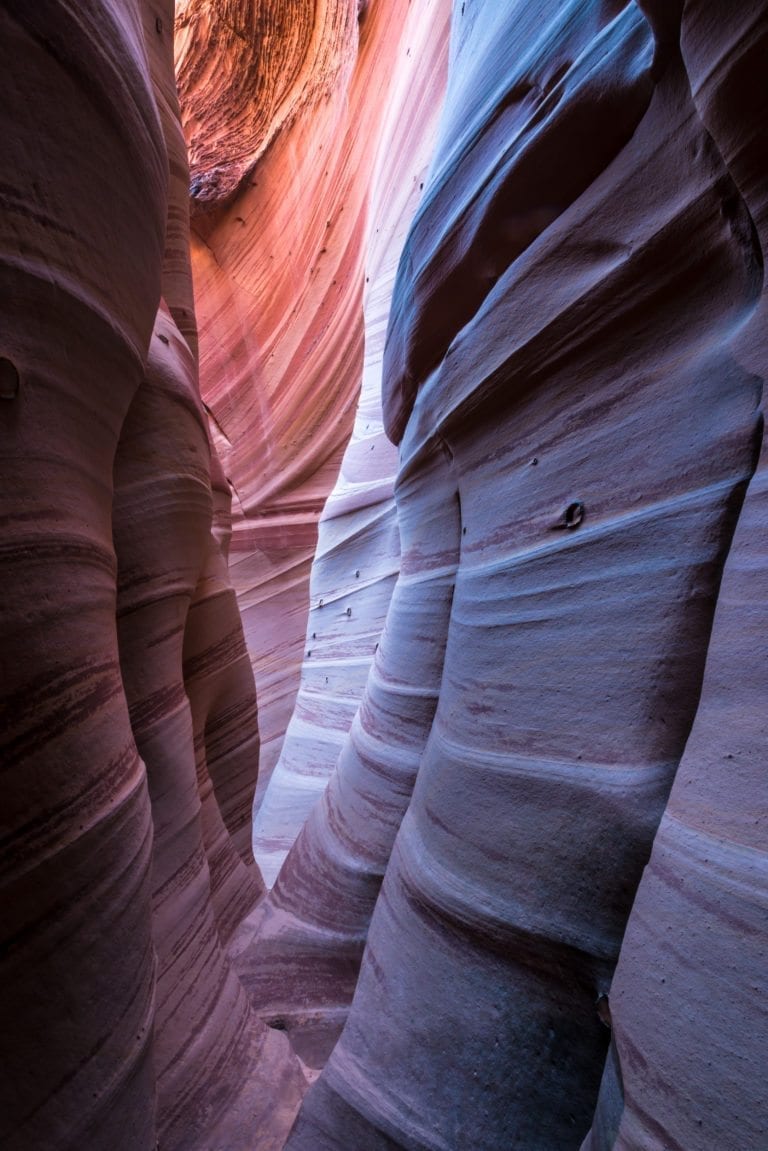 Zebra Canyon in purples, blues and pink near Escalante, Utah.