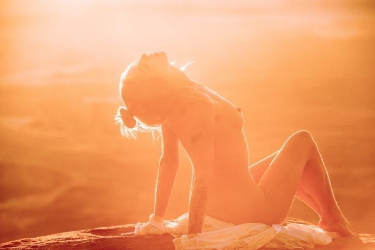 Sunflare on a naked woman