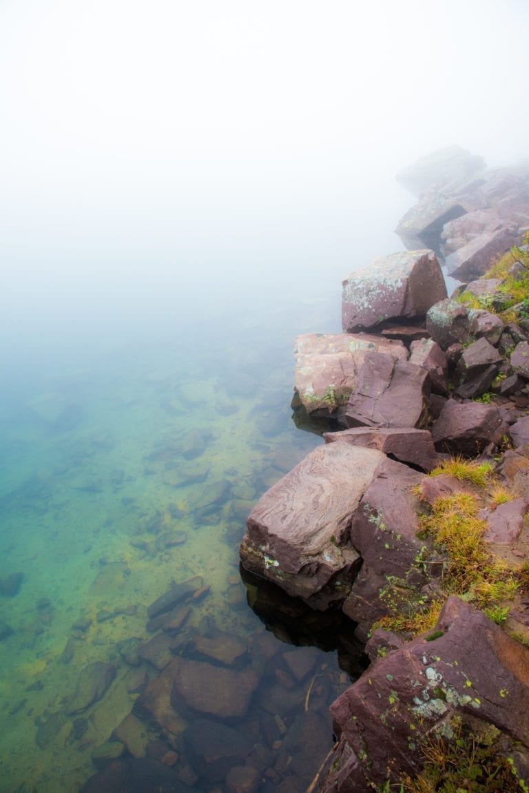 Fog on Amethyst Lake, creating an abstract image